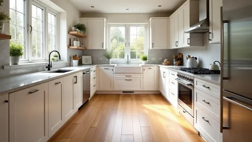 A_bright_airy_kitchen_with_classic_medium-toned_oak_laminate_flooring