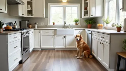 A_happy_lived-in_family_kitchen_with_durable_medium-toned_greige-Laminate-flooring