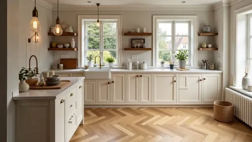 A_stunning_kitchen_with_a_herringbone_laminate_floor_in_warm_honey